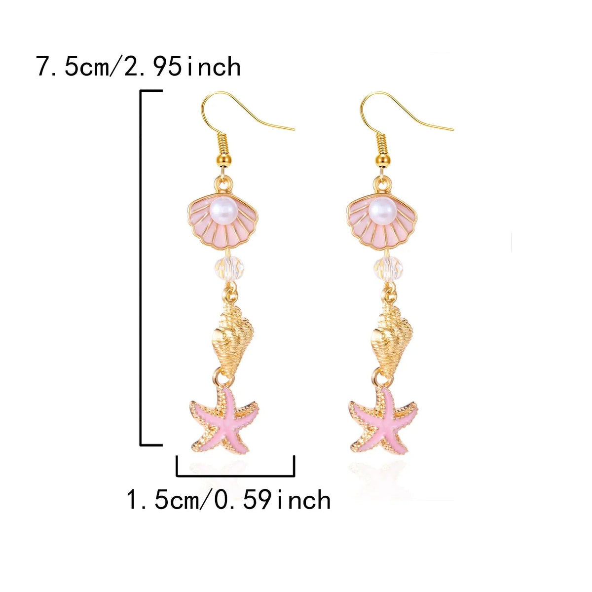 Colorful shell drop earrings