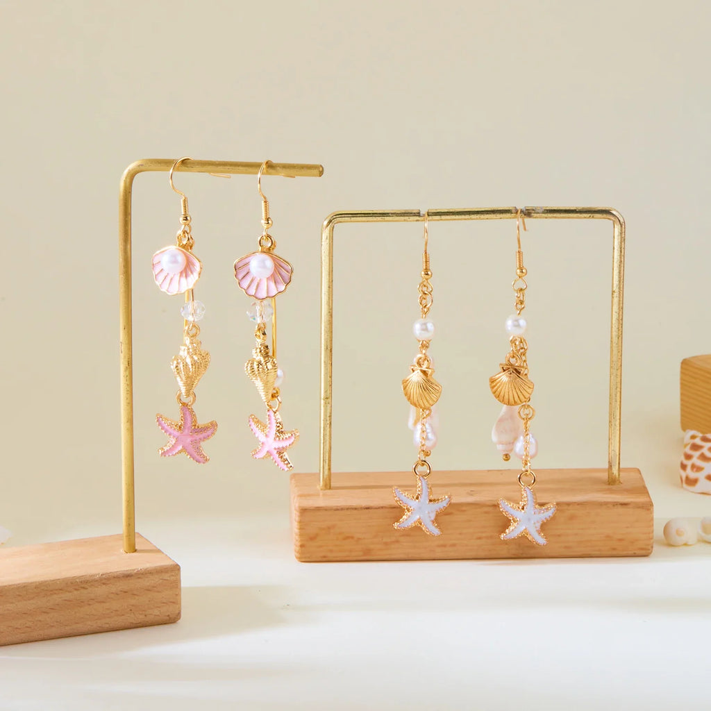 Colorful shell drop earrings