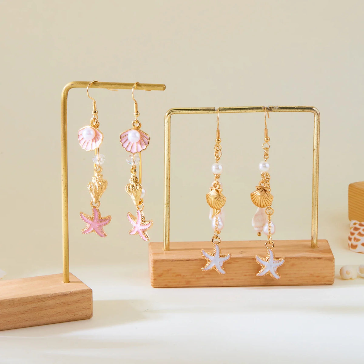 Colorful shell drop earrings