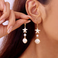 Colorful white shell drop earrings