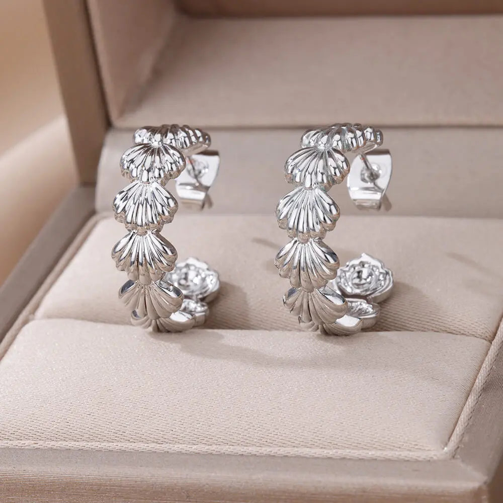 Silver shell earrings for women