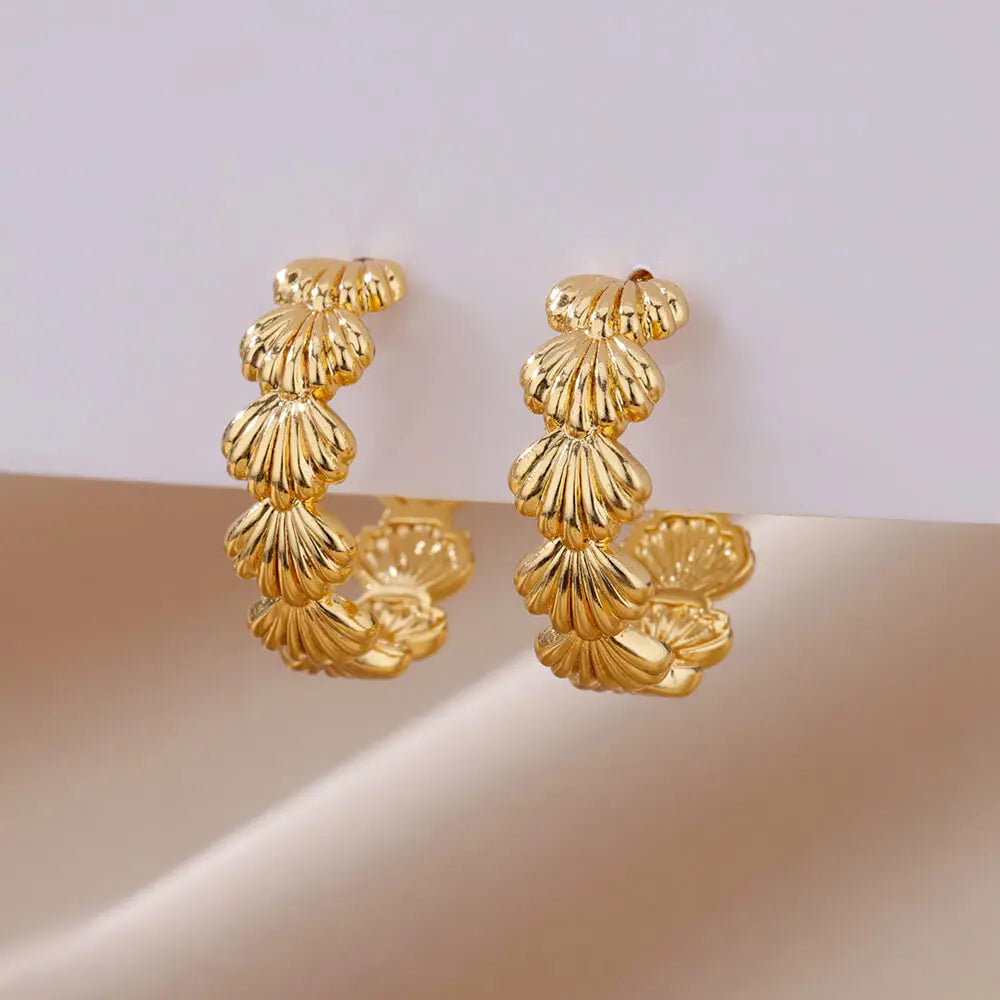 Gold shell earrings for women