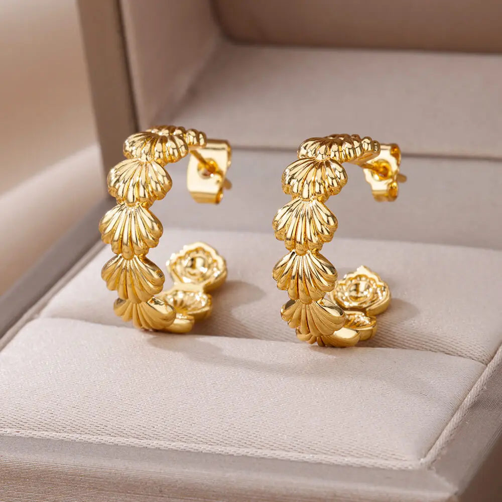 Gold shell earrings for women
