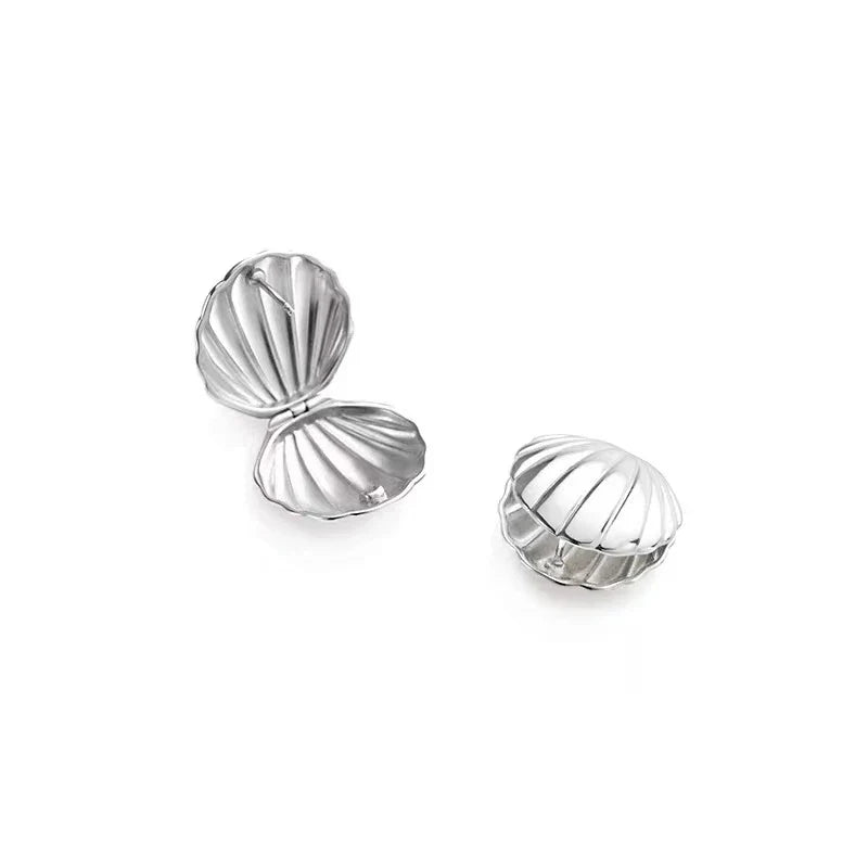 Seashell Scallop Earrings Silver Shell