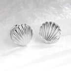 Seashell Scallop Earrings Silver Shell