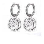 Silver Tree of Life Hoop Earrings Dangles