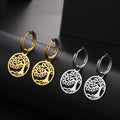 Silver Tree of Life Hoop Earrings Dangles