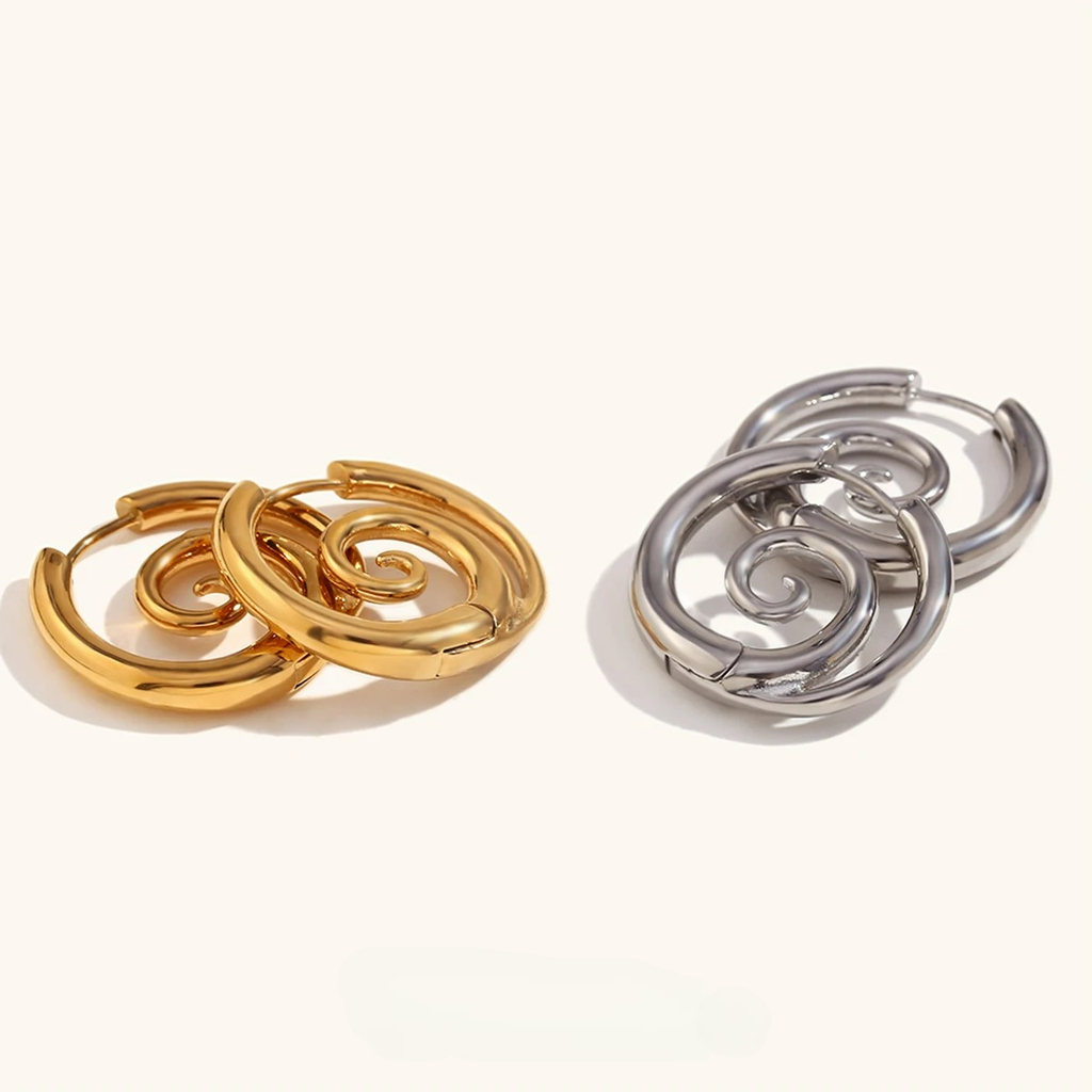 Gold spiral hoop earrings