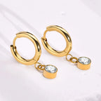 Hoop Earrings with Zircon Birthstone