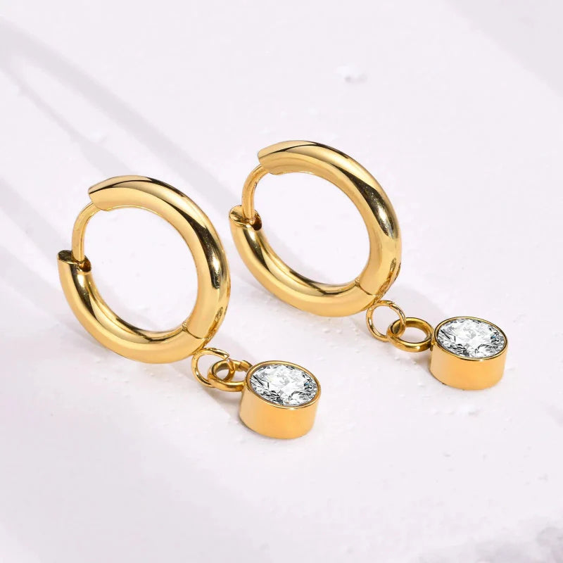 Hoop Earrings with Zircon Birthstone