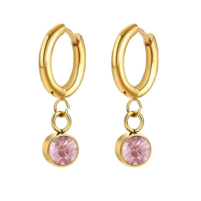 Hoop Earrings with Zircon Birthstone