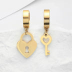 Key and lock hoop earrings gold