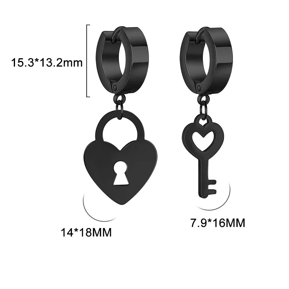 Key and lock hoop earrings