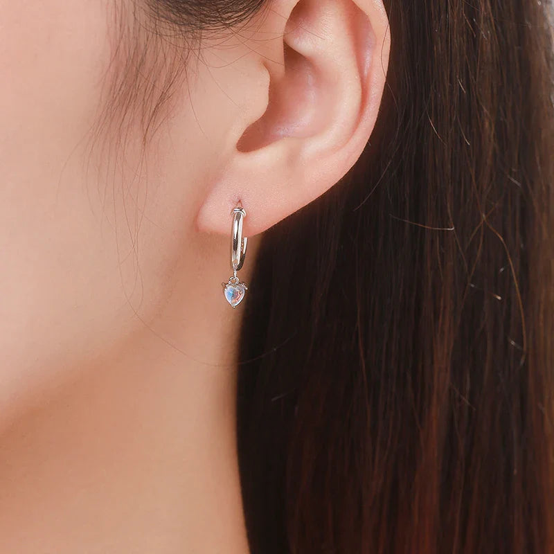 Heart Fertility Moonstone Hoop Earrings