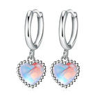 Heart Moonstone Hoop Earrings