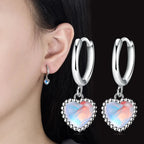 Heart Moonstone Hoop Earrings