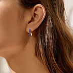 Gold hoop earrings with birthstone for women