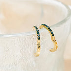 Gold hoop earrings with birthstone for women