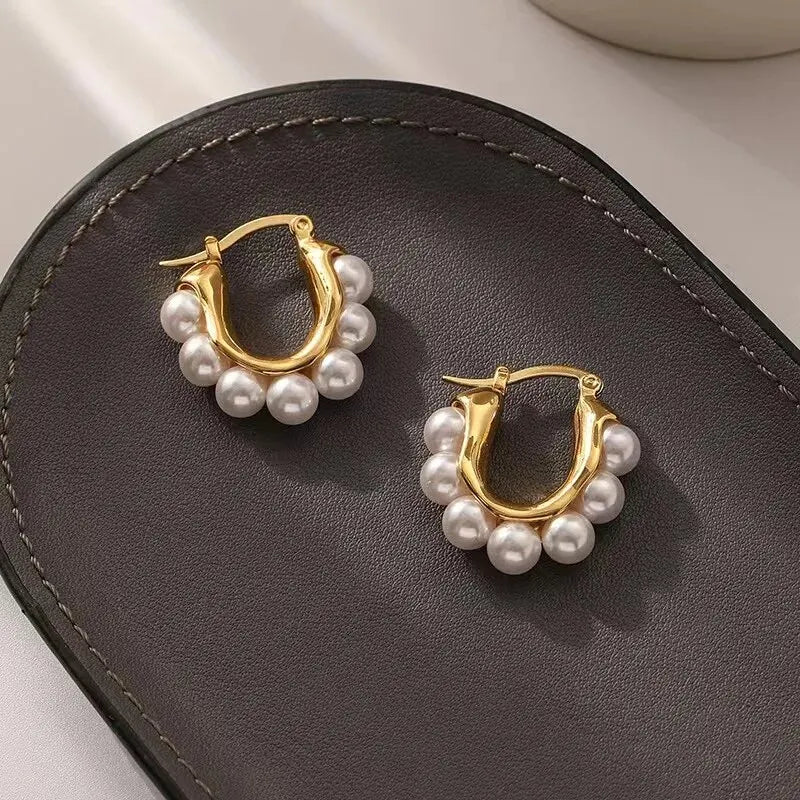 Elegant Creole Hoop Earrings with Pearls