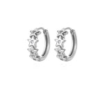 Star Hoop Earrings with Silver Zirconium