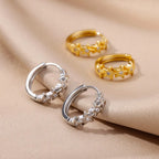 Star Hoop Earrings with Silver Zirconium