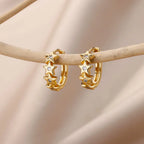 Star Hoop Earrings with Gold Zirconium