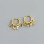 Gold Hanging Star and Moon Hoop Earrings