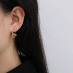 Gold Hanging Star and Moon Hoop Earrings