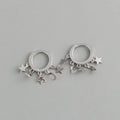 Silver Hanging Star and Moon Hoop Earrings