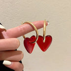 Women's Heart Gold Hoop Earrings