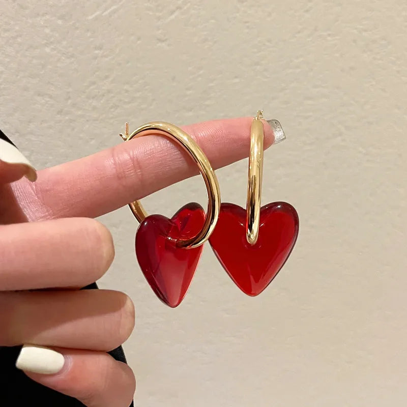 Women's Heart Gold Hoop Earrings