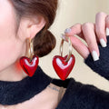 Women's Heart Gold Hoop Earrings