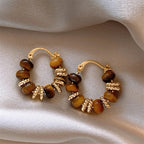 Women's Tiger Eye Hoop Earrings