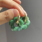 Flower Resin Hoop Earrings