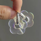 Flower Resin Hoop Earrings