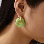 Flower Resin Hoop Earrings