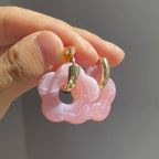 Flower Resin Hoop Earrings