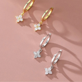 Silver Zircon Flower Hoop Earrings