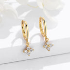 Gold Zircon Flower Hoop Earrings