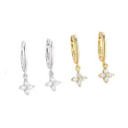 Gold Zircon Flower Hoop Earrings