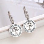 Silver Tree of Life Dangle Hoop Earrings