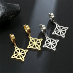 Dangling Hoop Earrings Witch's Knot Protection Woman Wiccan gold