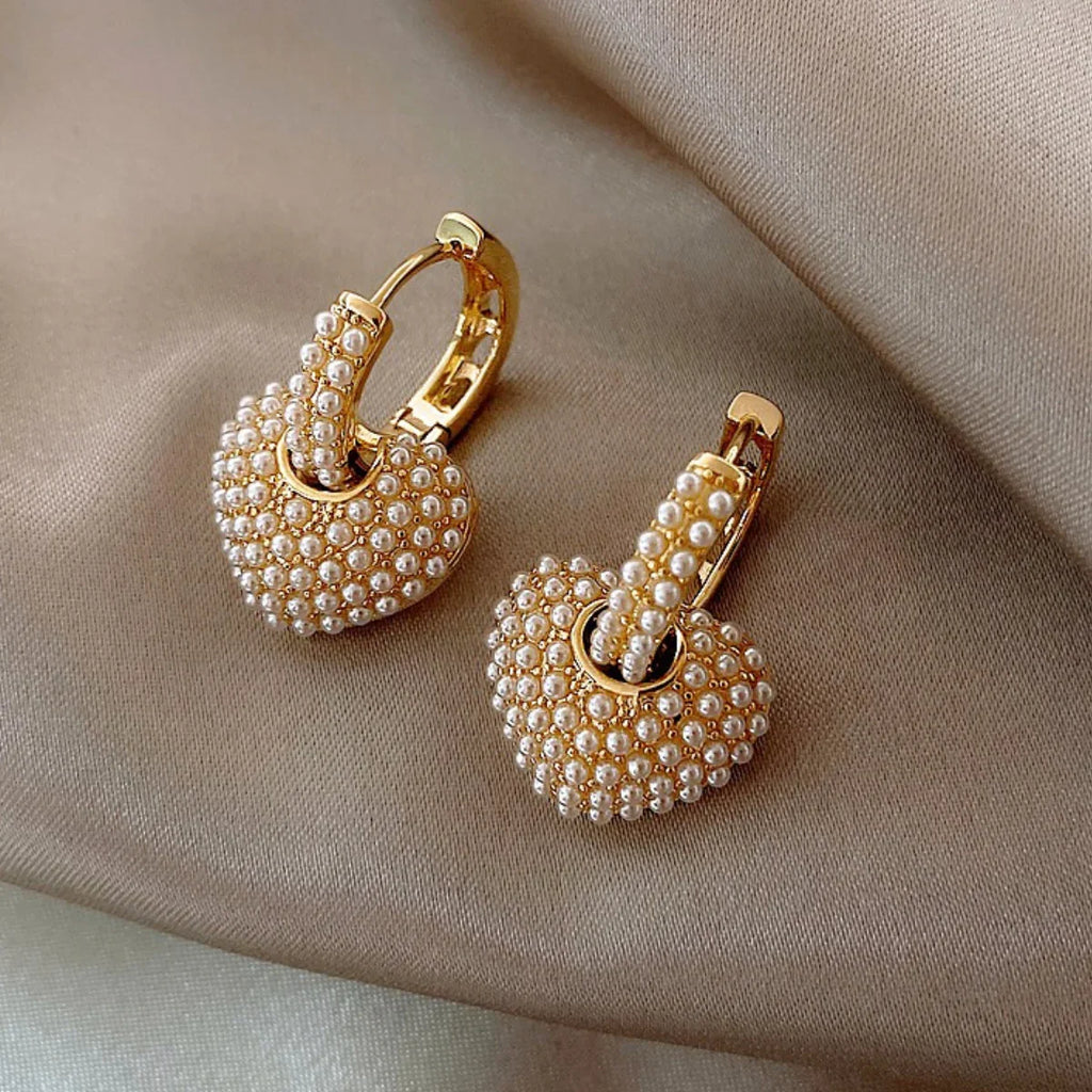Heart Rhinestone Hoop Earrings