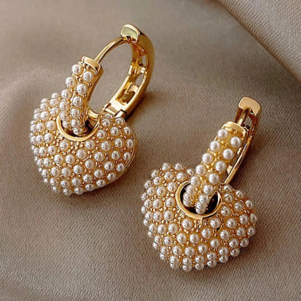 Heart Rhinestone Hoop Earrings