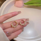 Gold Pearl Hoop Earrings for Women