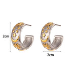 Retro Sun Silver Hoop Earrings