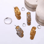 Retro Sun Gold Hoop Earrings