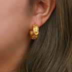 Retro Sun Gold Hoop Earrings