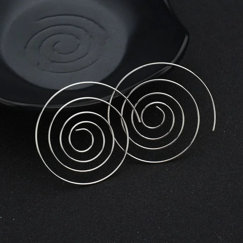 Silver Women's Spiral Hoop Earrings