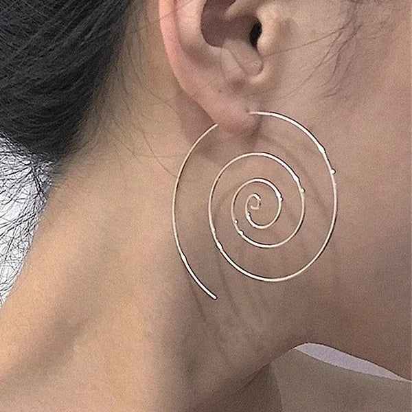 Silver Women's Spiral Hoop Earrings